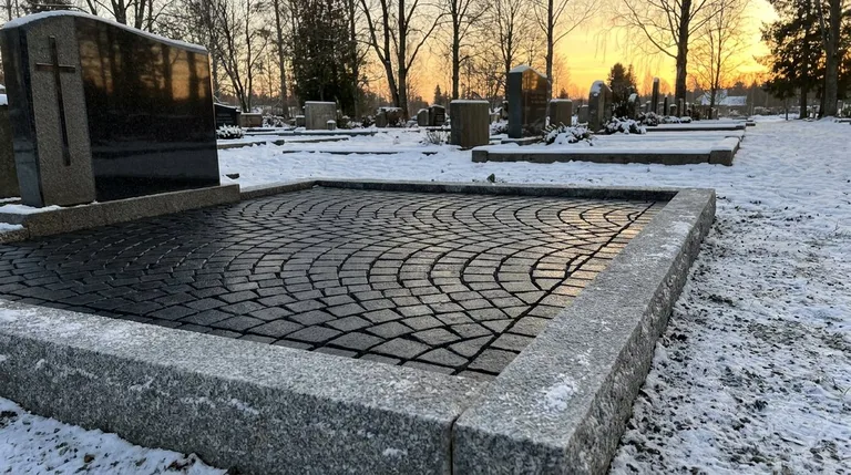 Гранитная брусчатка на могильном участке, образец ПМ005 в Рязани