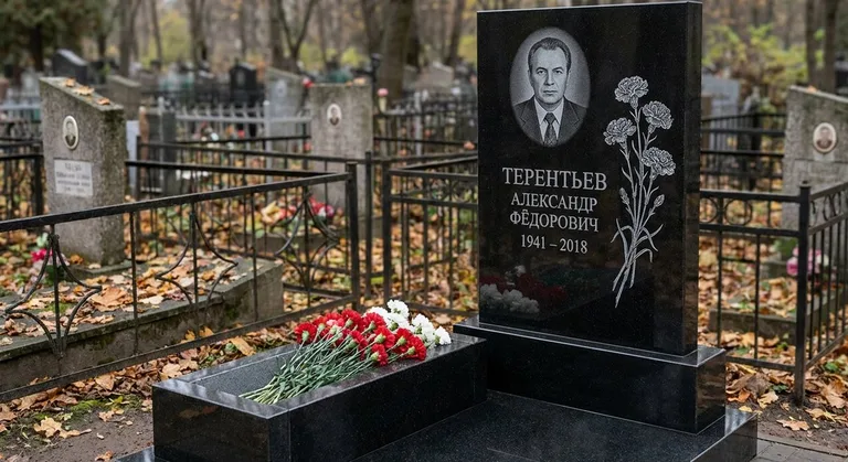 Памятник с гравировкой гвоздик — выполненная работа «Терентьев» в Рязани