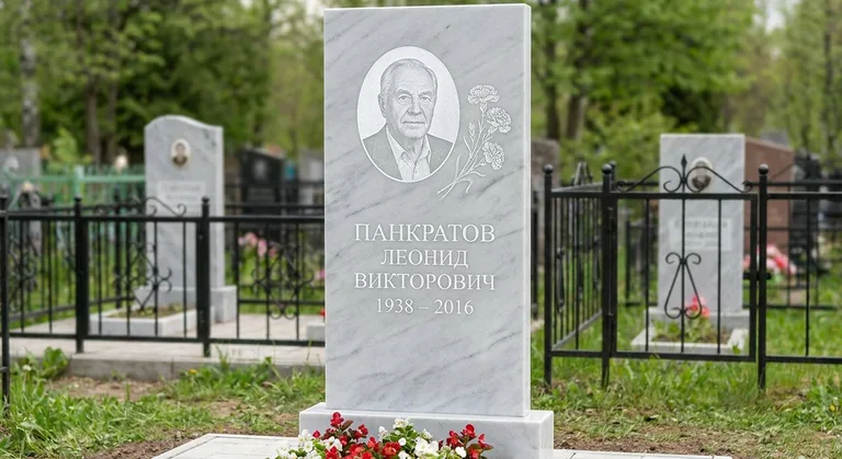Памятник с гравировкой гвоздик — выполненная работа «Панкратов» в Рязани