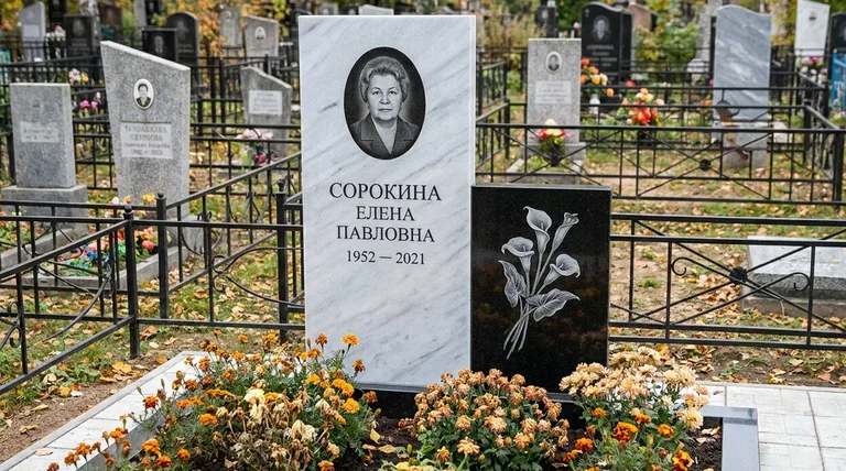 Памятник с гравировкой калл — выполненная работа «Сорокина» в Рязани