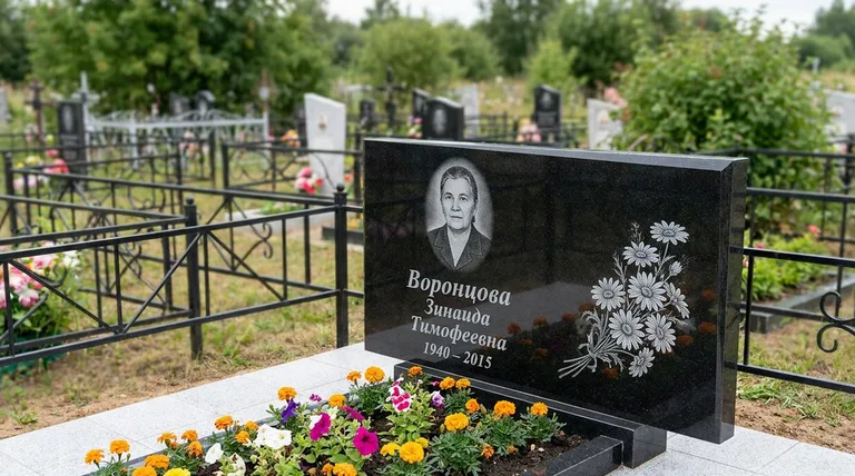 Памятник с гравировкой ромашек — выполненная работа «Воронцова» в Рязани