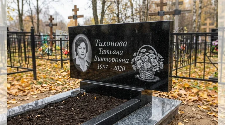 Памятник с гравировкой ромашек — выполненная работа «Тихонова» в Рязани