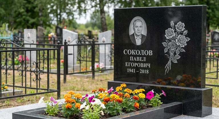 Гравировка роз на памятник в Рязани — пример работы на граните