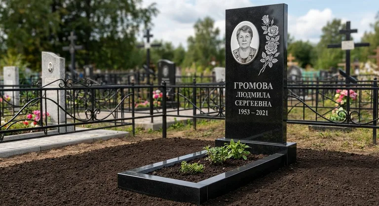Памятник с гравировкой роз — выполненная работа «Громова» в Рязани
