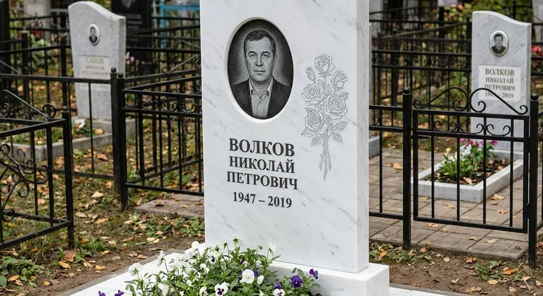 Памятник с гравировкой роз — выполненная работа «Волков» в Рязани