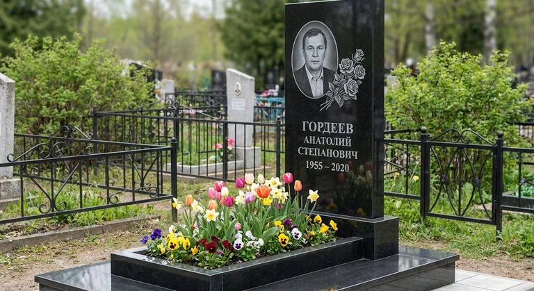 Памятник с гравировкой роз — выполненная работа «Гордеев» в Рязани