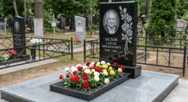 Гравировка цветов на памятник в Рязани — розы на граните