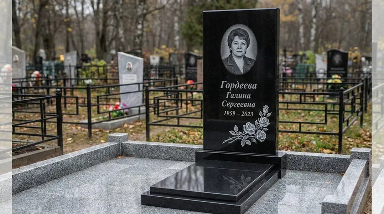 Памятник с гравировкой роз — выполненная работа «Гордеева» в Рязани
