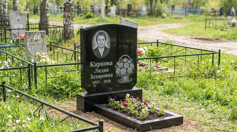 Памятник с гравировкой роз — выполненная работа «Карпова» в Рязани