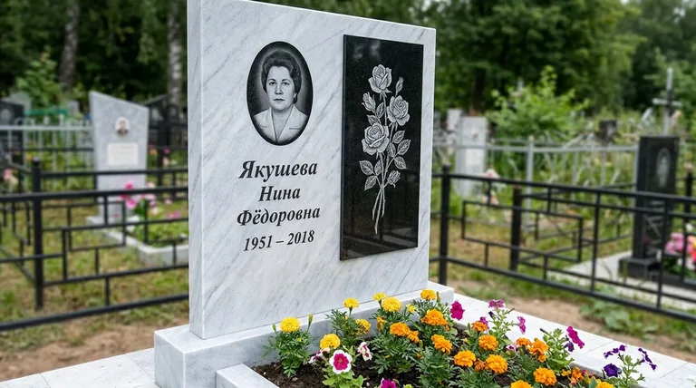 Памятник с гравировкой роз — выполненная работа «Якушева» в Рязани