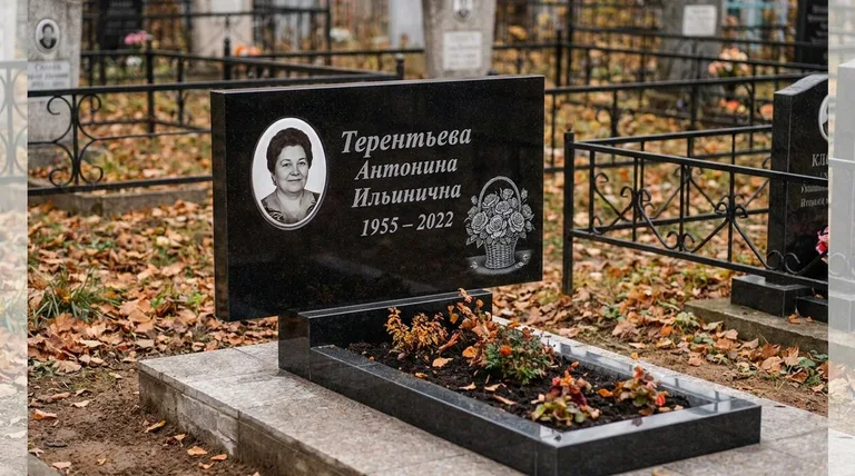 Памятник с гравировкой роз — выполненная работа «Терентьева» в Рязани