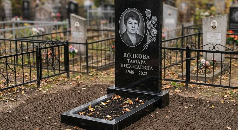 Памятник с гравировкой тюльпанов — выполненная работа «Волкова» в Рязани