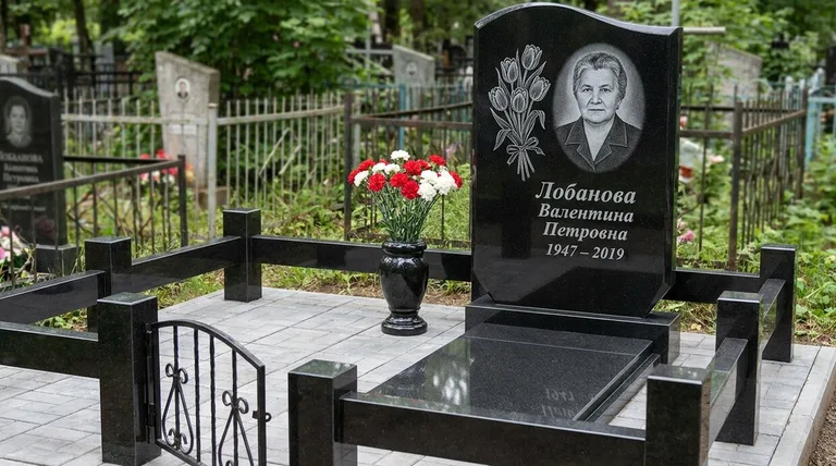 Памятник с гравировкой тюльпанов — выполненная работа «Лобанова» в Рязани
