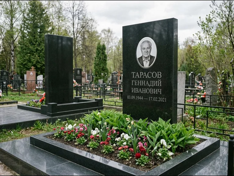 Керамический портрет на габбро-диабазе в Рязани