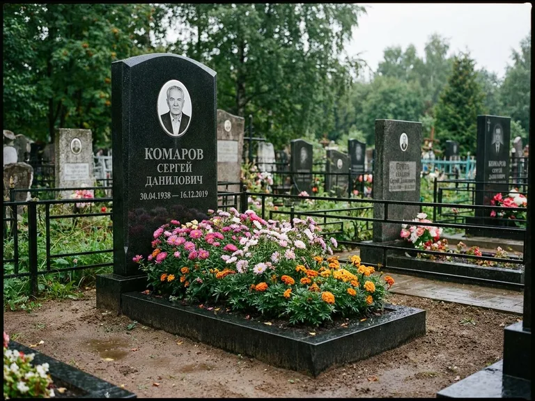 Портрет на керамике — семейный памятник в Рязани