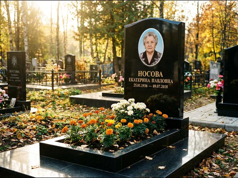 Керамический портрет мужчины на чёрном граните в Рязани