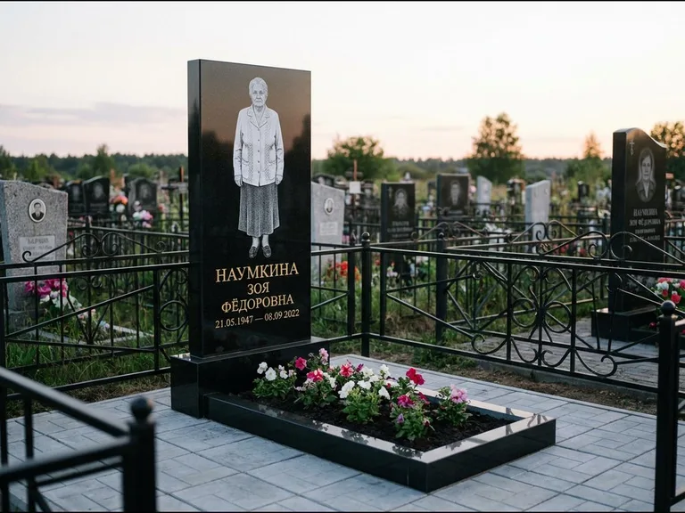 Гравировка портрета на чёрном граните — выполненная работа 18 в Рязани
