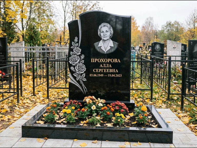 Гравировка портрета на чёрном граните — выполненная работа 20 в Рязани