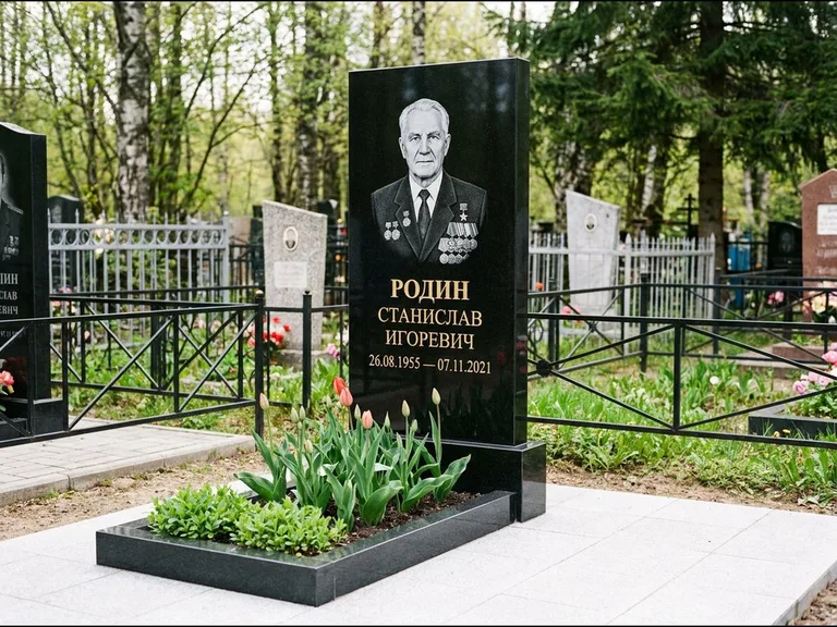 Гравировка портрета на чёрном граните — выполненная работа 21 в Рязани