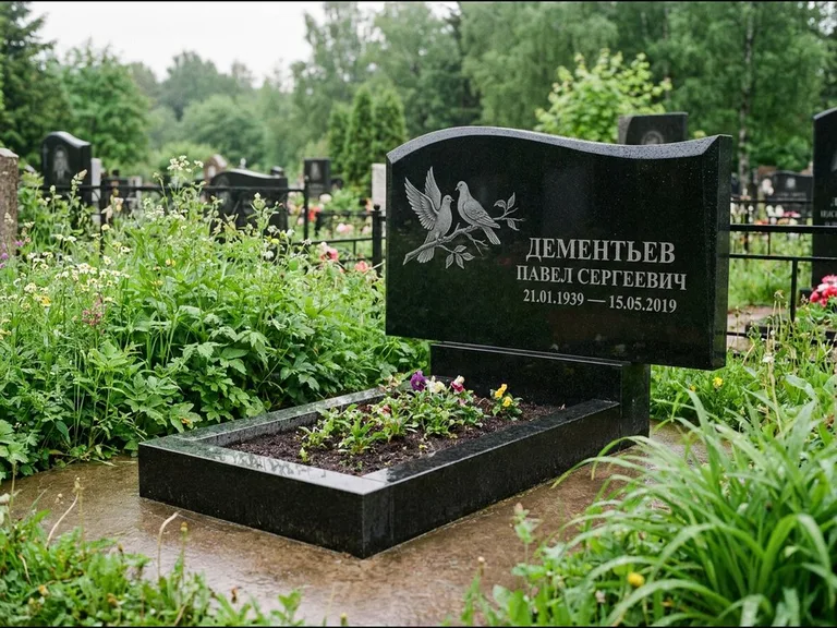 Памятник с гравировкой голубей — гравировка голубей, работа «Дементьев» в Рязани