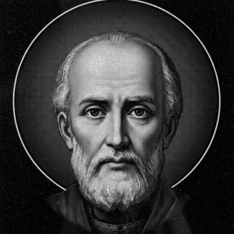 Эскиз иконы: Николай Чудотворец (полутон) — объёмный лик святителя, гравировка на памятник в Рязани