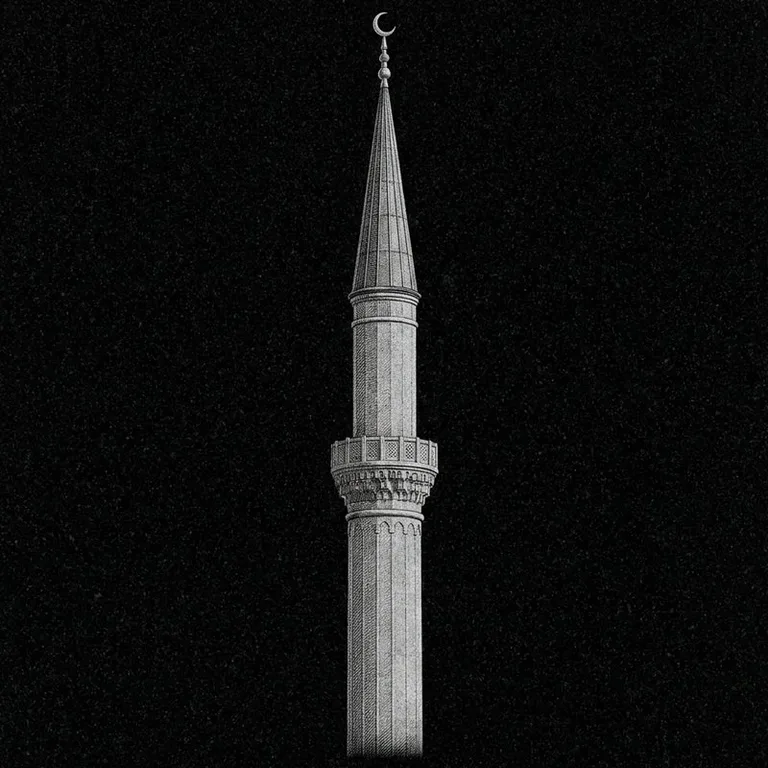 Эскиз: Минарет (фотореализм) — одиночный минарет с полумесяцем в Рязани