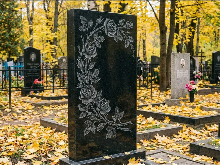 Цветы и орнамент — гравировка с выездом на кладбище в Рязани