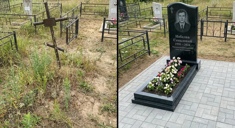 Памятник под ключ: запущенная могила до и ухоженный мемориал после в Рязани