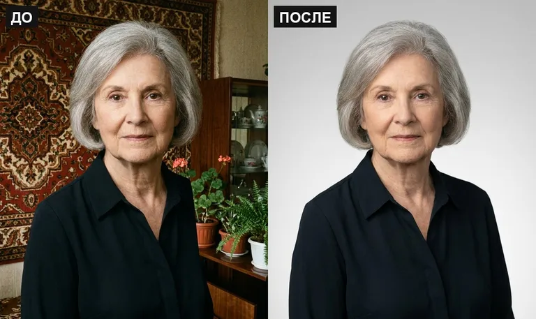 Ретушь фото на памятник — замена фона: до и после в Рязани