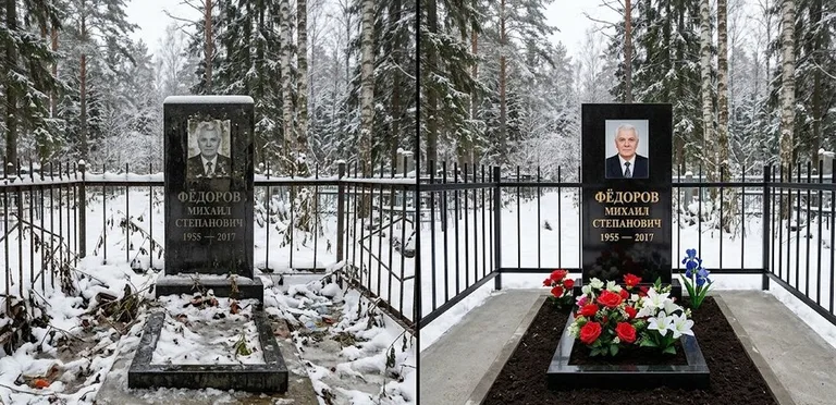 Диптих №20: тротуарная плитка вокруг памятника отмыта аппаратом высокого давления в Рязани