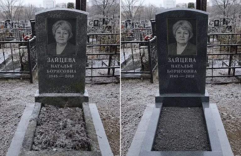 Диптих №10: белый мрамор — убраны жёлтые подтёки, восстановлена белизна стелы в Рязани