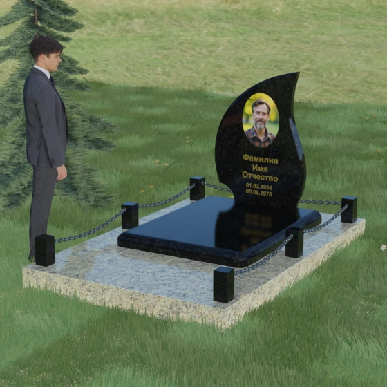Гранитный памятник для одного в Ставрополе, гранит Габбро-диабаз, вид 4