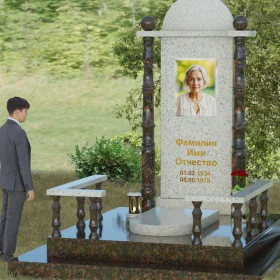Вертикальный комбинированный памятник для одного - П072