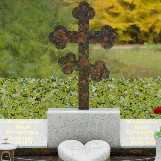 Горизонтальный комбинированный памятник в Салехарде, гранит Мансуровский