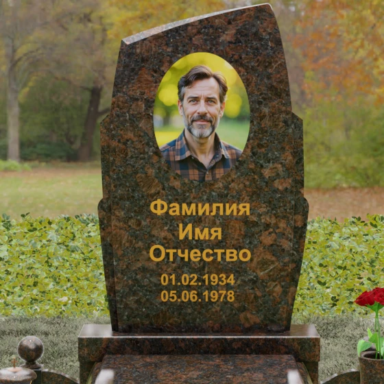 Комбинированный вертикальный светский памятник во Владивостоке, гранит Дымовский