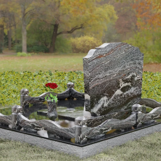 Светский гранитный горизонтальный памятник в Ставрополе, гранит амфиболит, вид 3