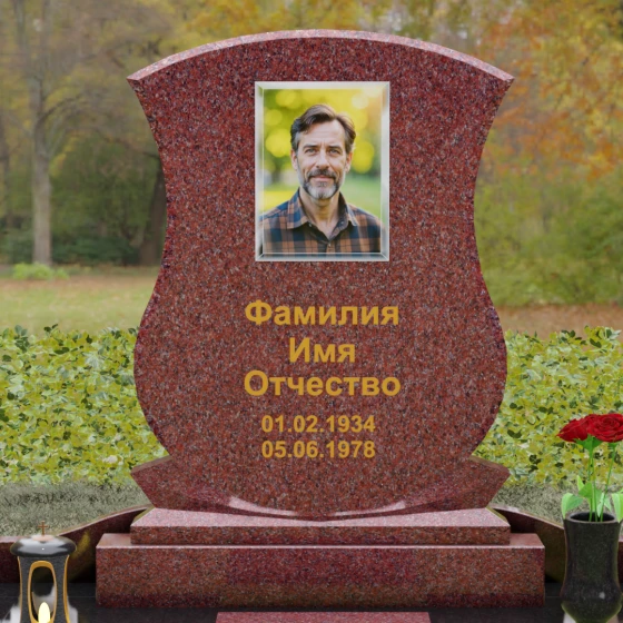 Гранитное надгробие с фигурными столбиками и мощением, гранит Лезниковский, в Якутске