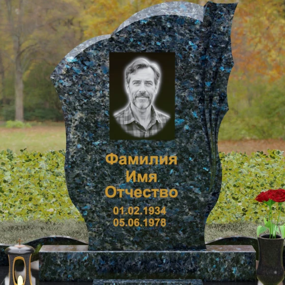 Гранитный вертикальный памятник светский в Барнауле, гранит Блю Перл