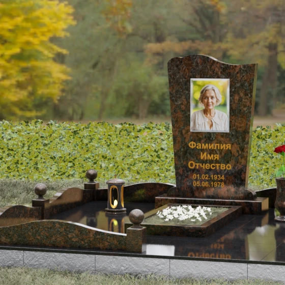 Гранитный памятник для одного в Самаре, гранит Дымовский, вид 4
