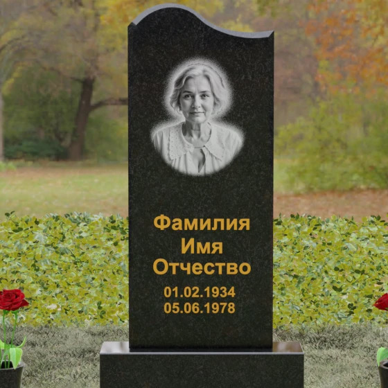 Гранитный вертикальный светский памятник в Барнауле, гранит Габбро-диабаз