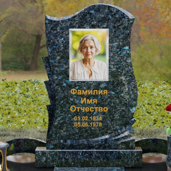 Гранитный вертикальный памятник в Красноярске, гранит Блю Перл