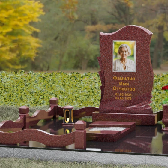 Гранитный вертикальный памятник в Красноярске, гранит Лезниковский, вид 4