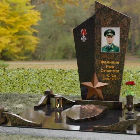 Вертикальный Комбинированный памятник одиночный - П196
