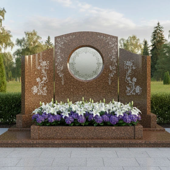 Гранитный вертикальный памятник — комплекс в Барнауле, гранит Дымовский