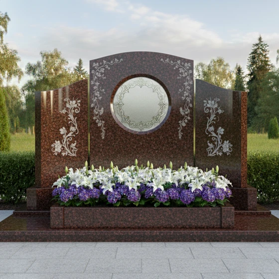 Гранитный вертикальный памятник — комплекс в Барнауле, гранит Лезниковский