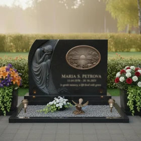 Горизонтальный памятник из гранита и металла - ПН119