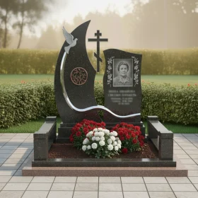 Гранитный памятник с православным крестом - ПН129