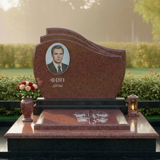 Элитный Гранитный памятник с крестом православный во Владивостоке, гранит Лезниковский