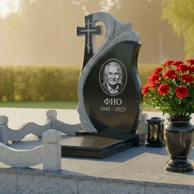 Элитный гранитный православный памятник с крестом - ПН478