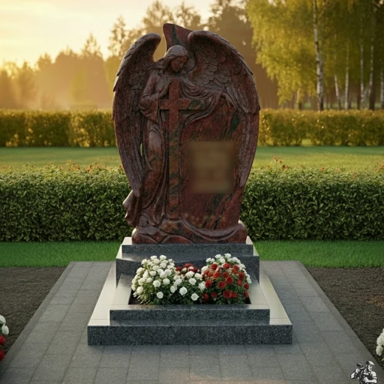 Элитный гранитный памятник православный/католический в Оренбурге, гранит Лезниковский